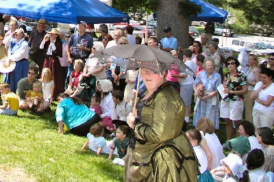 Photo of Tammy Walsh, the Smith-McDowell House Museum Manager, in period costume.