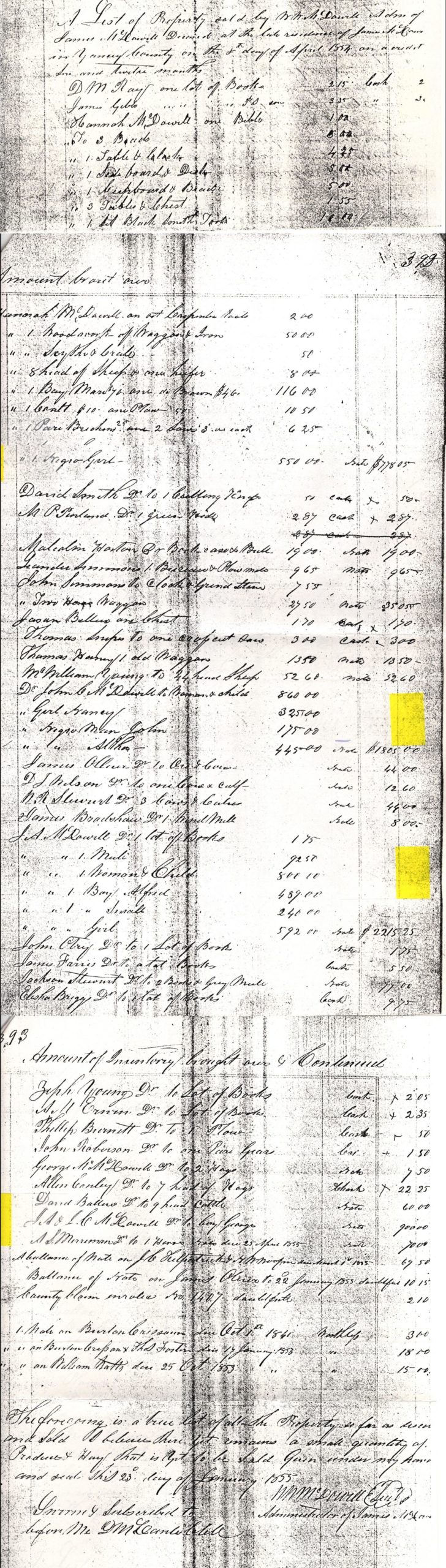 1857_William McDowell Settles Estate of James McDowell crop