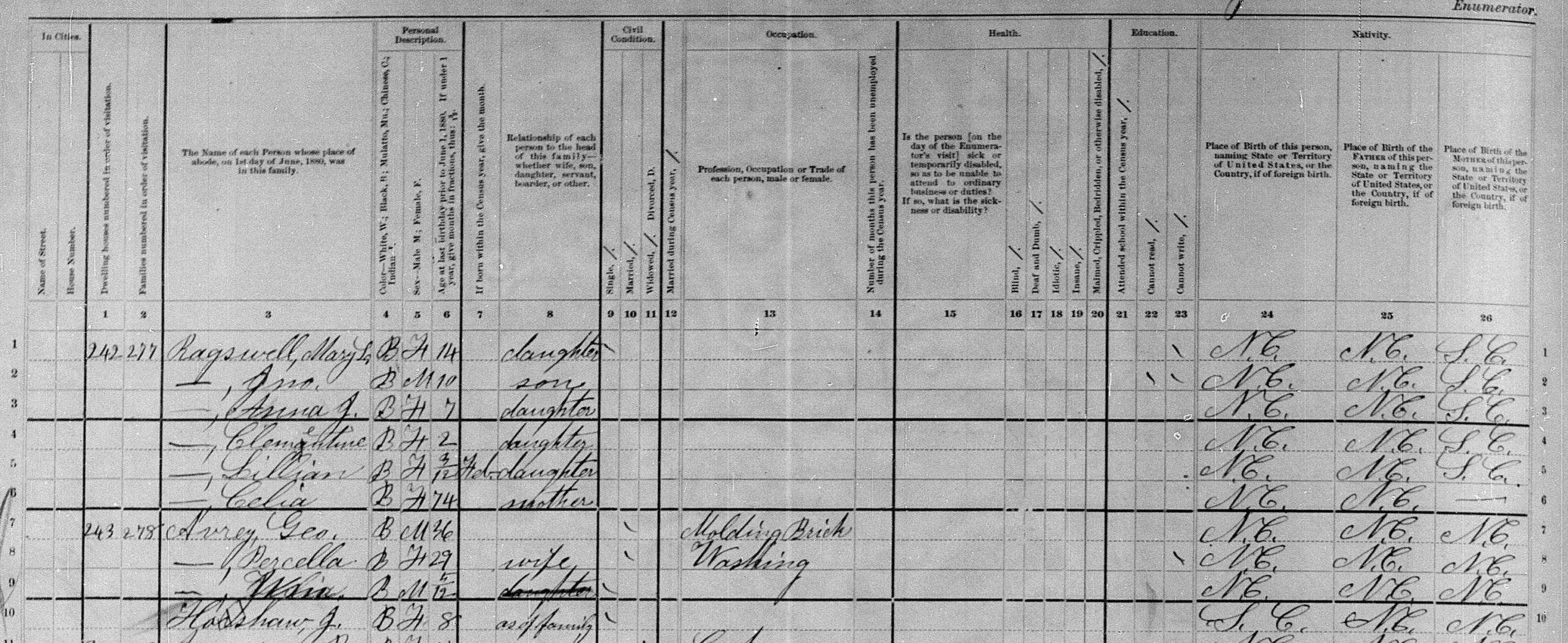 1880 census ben ragsdale family crop