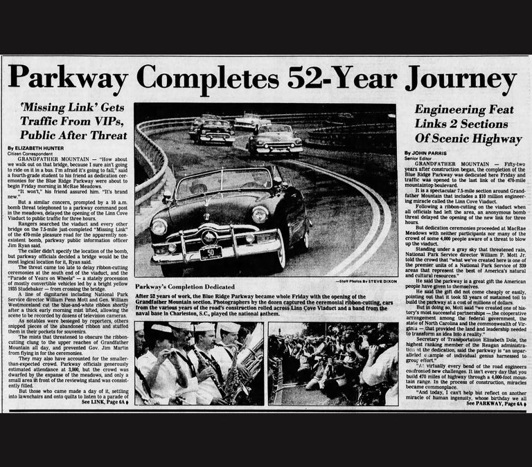 September 11, 1987: Blue Ridge Parkway Completed
