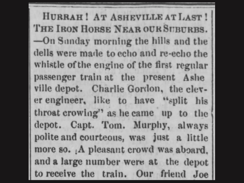 October 3, 1880: First Passenger Train to Asheville