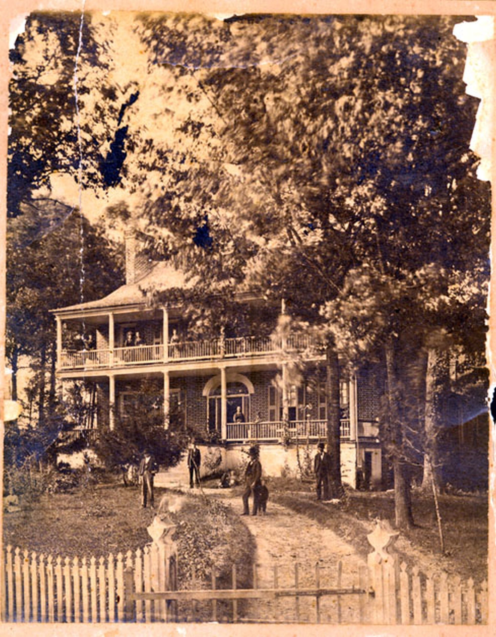Maggie McD. from Uncle William Jan, 1875 Printed label on reverse for Rufus Morgan, Asheville photographer Residence of W.W. McDowell