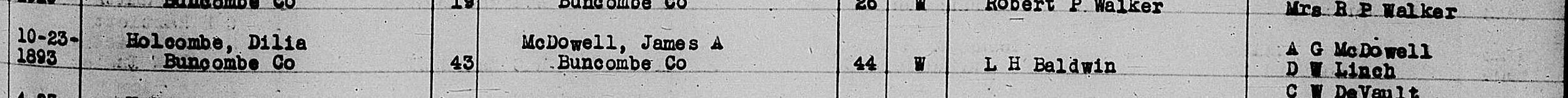 October 23 1893 Holcombe McDowell Marriage crop